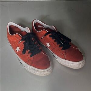 Orange suede converse with Star Detail